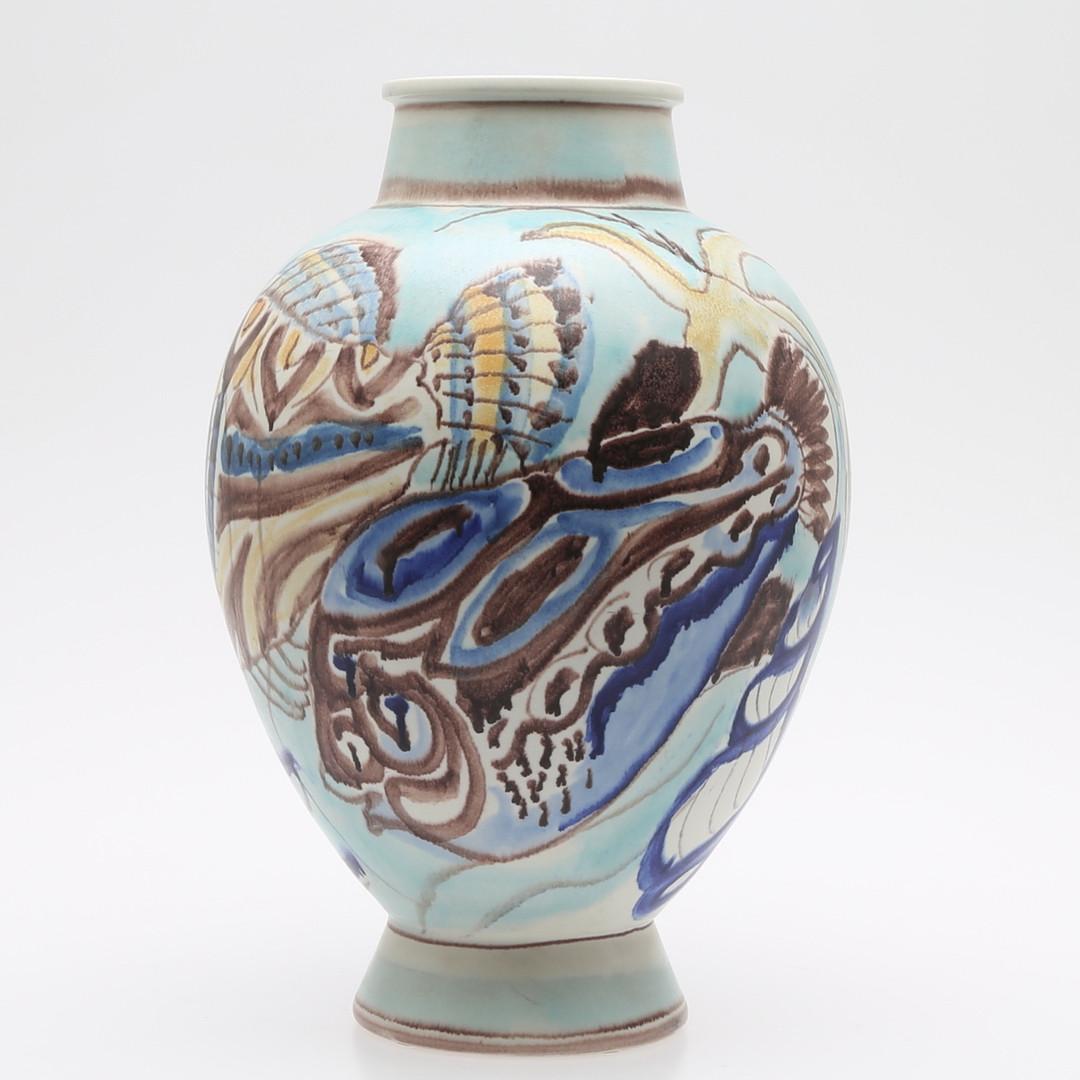 Scandinavian Modern Carl-Harry Stålhane, Unique Hand Decorated Vase, Sweden, 1944