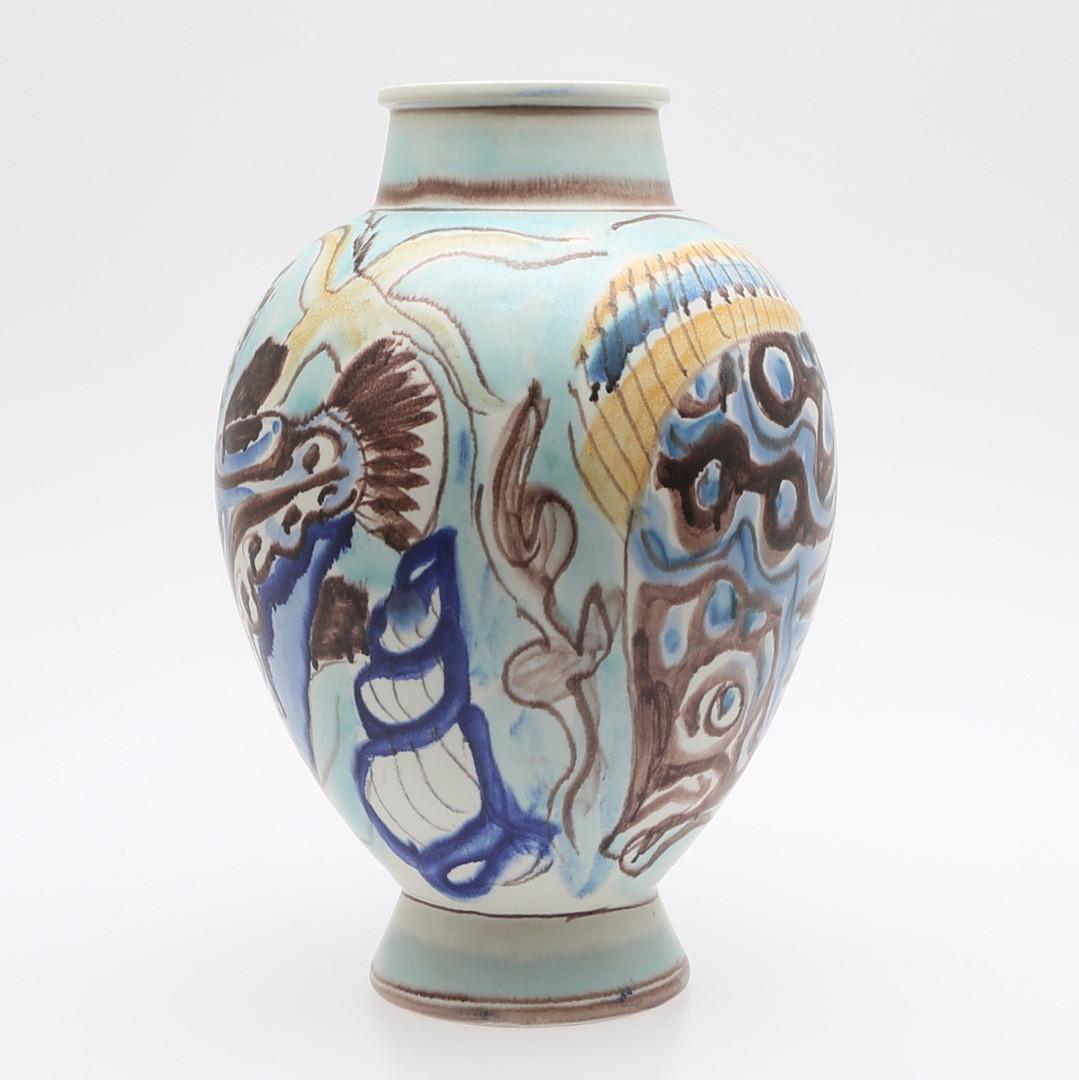 Swedish Carl-Harry Stålhane, Unique Hand Decorated Vase, Sweden, 1944