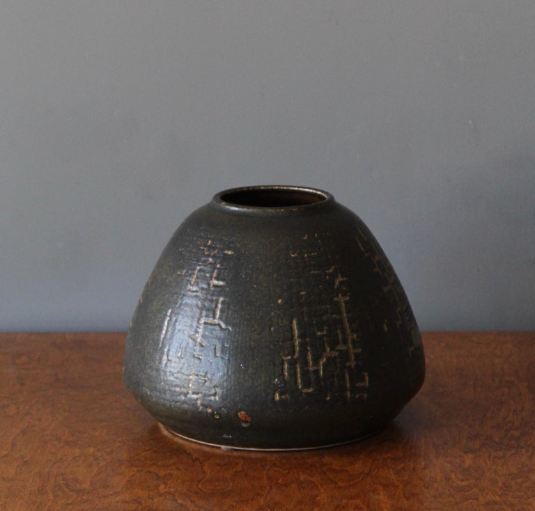 Vase Vintage Carl-Harry Stålhane Rörstrand 1961 - Céramique Suédoise Mid-Century - 13cm