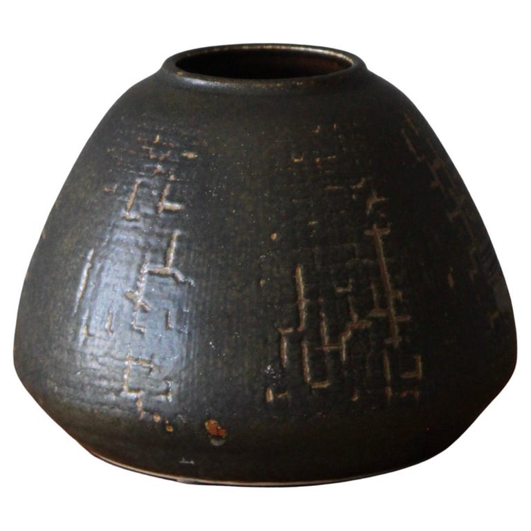 Vase Unique Carl-Harry Stålhane Pour Rörstrand - Année 1961 - Céramique Grise - État Mint (parfait)