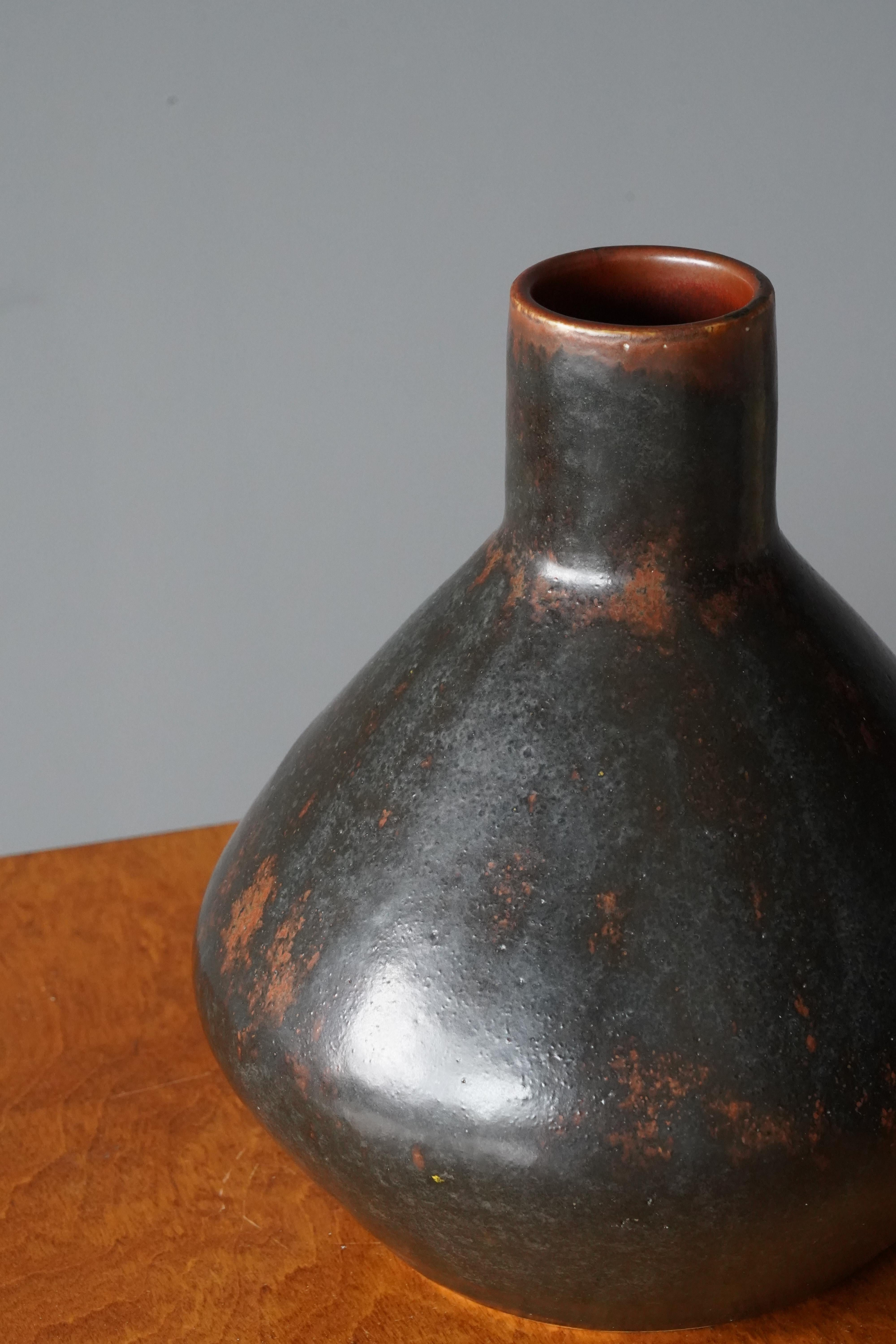 Swedish Carl-Harry Stålhane, Unique Sizable Vase, Glazed Stoneware, Rörstands, 1960s