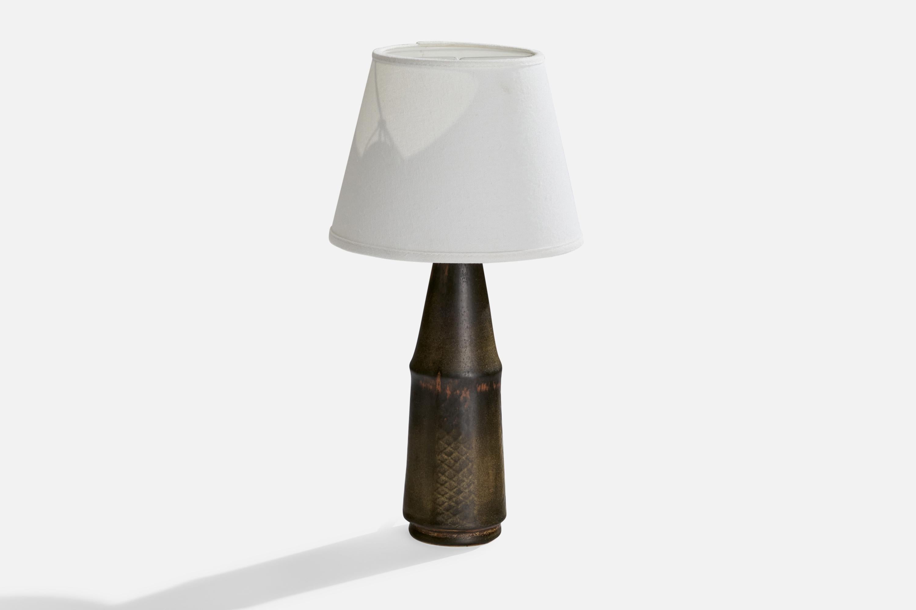 Scandinavian Modern Carl-Harry Stålhane, Unique Table Lamp, Stoneware, Sweden, 1950s For Sale