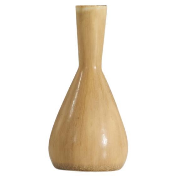 Carl-Harry Stålhane, Vase, Beige-Glazed Stoneware, Rörstrand, Sweden, 1960s For Sale