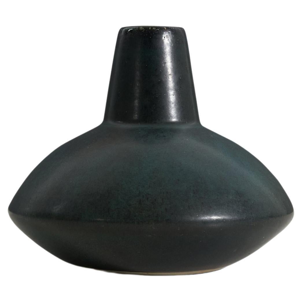 Carl-Harry Stålhane, Vase, Black-Glazed Stoneware, Rörstrand, Sweden, 1960s For Sale