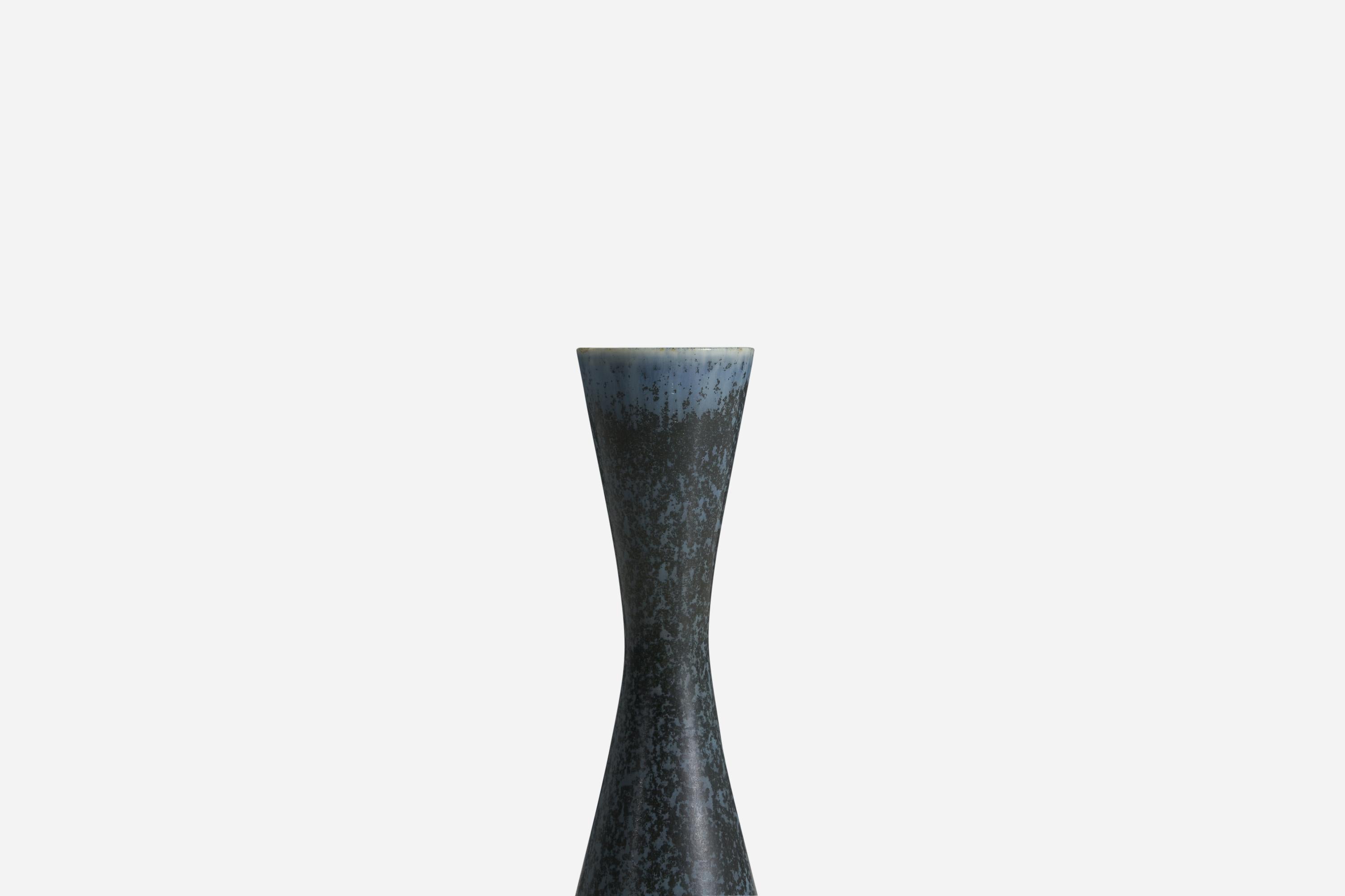 Swedish Carl-Harry Stålhane, Vase, Blue-Glazed Stoneware, Rörstrand, Sweden, 1960s For Sale