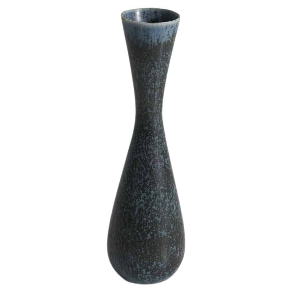 Carl-Harry Stålhane, Vase, Blue-Glazed Stoneware, Rörstrand, Sweden, 1960s For Sale