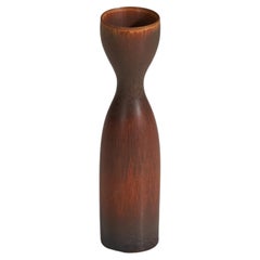 Vintage Carl-Harry Stålhane, Vase, Brown Glazed Stoneware, Rörstrand, Sweden, 1960s
