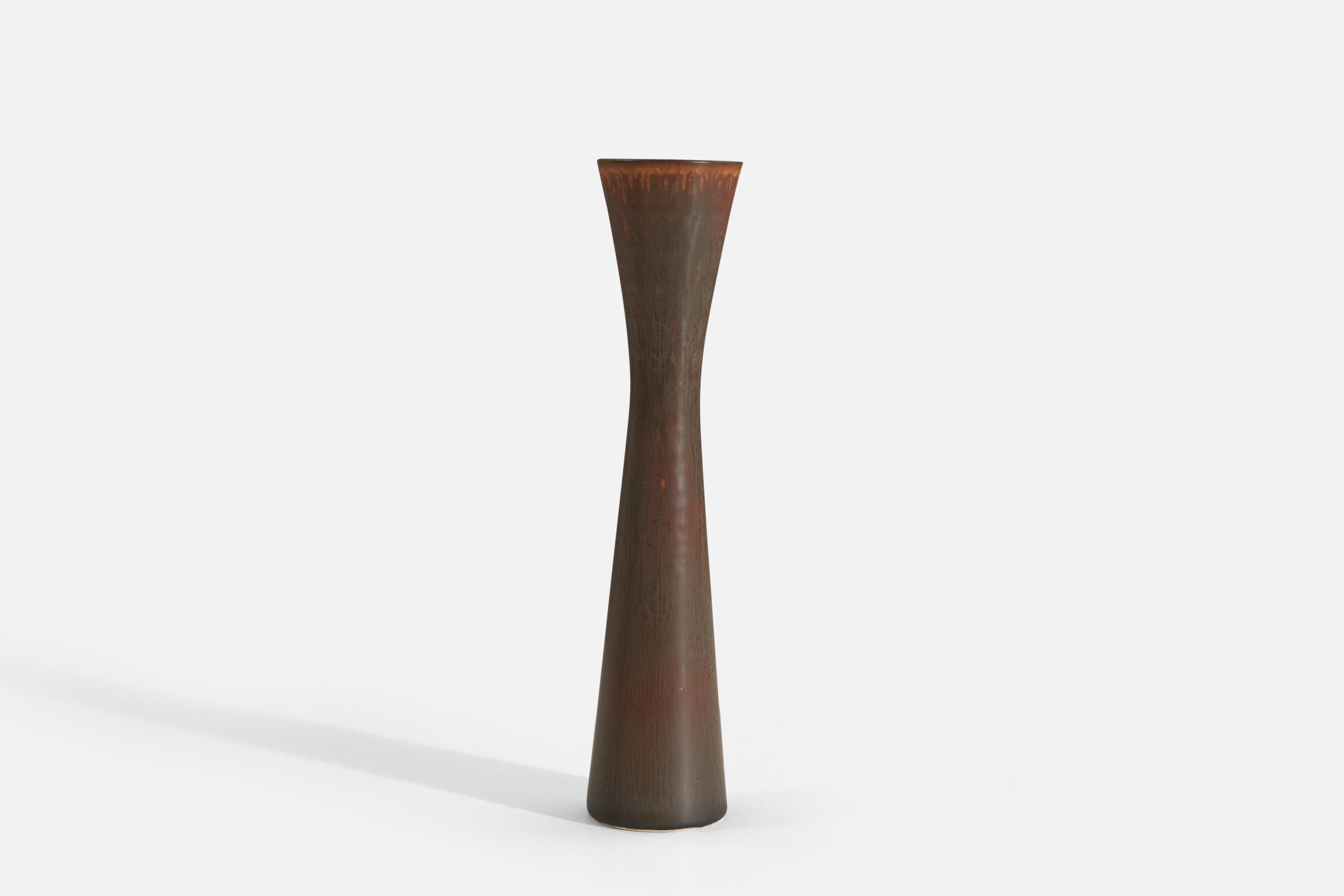Mid-Century Modern Carl-Harry Stålhane, Vase, Glazed Stoneware, Rörstrand, Sweden, 1960s For Sale