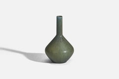 Carl-Harry Stålhane, Vase, Green Glazed Stoneware, Rörstrand, Sweden, 1960s