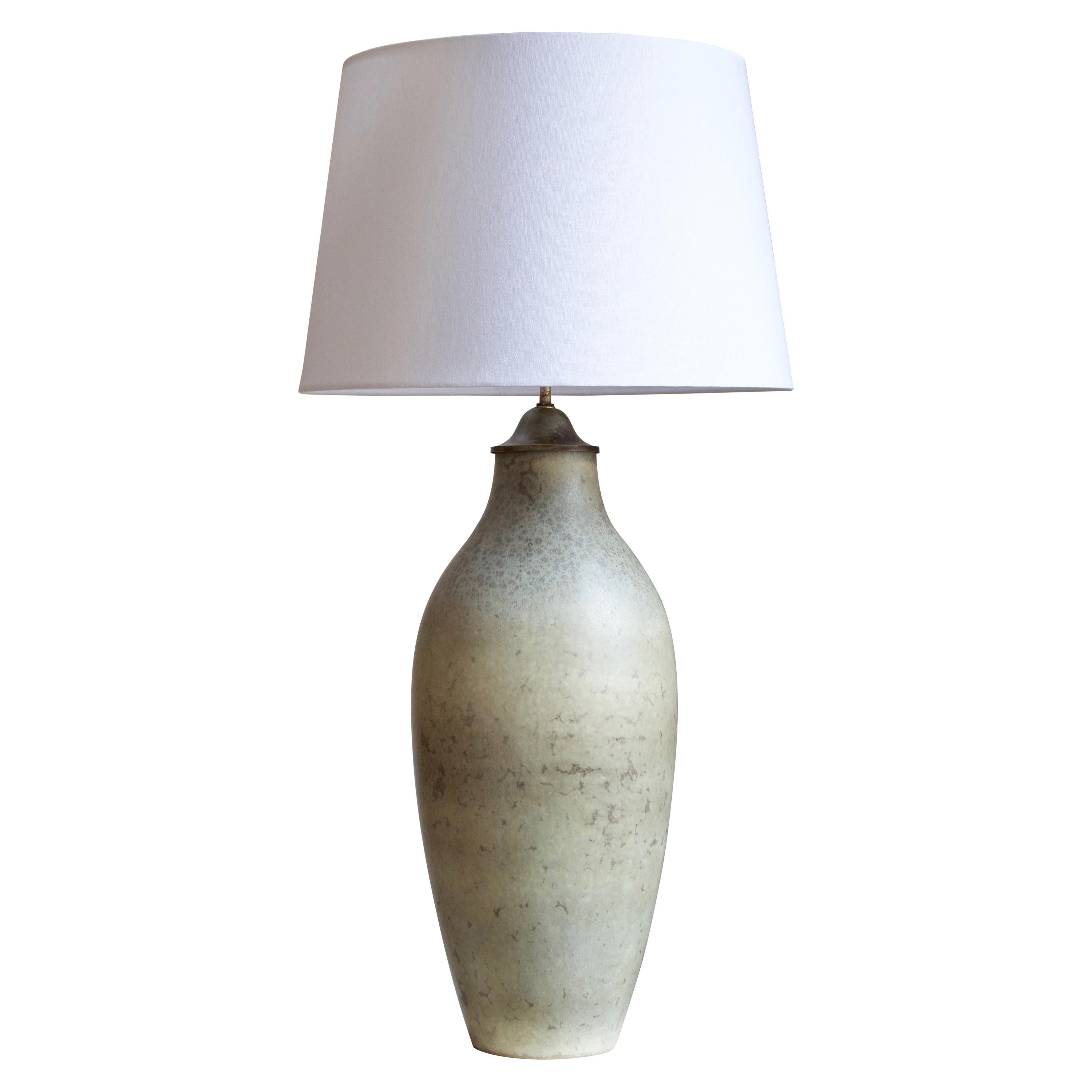 Carl-Harry Stålhane, Very Large Table Lamp, Glazed Stoneware, Rörstand, 1950s