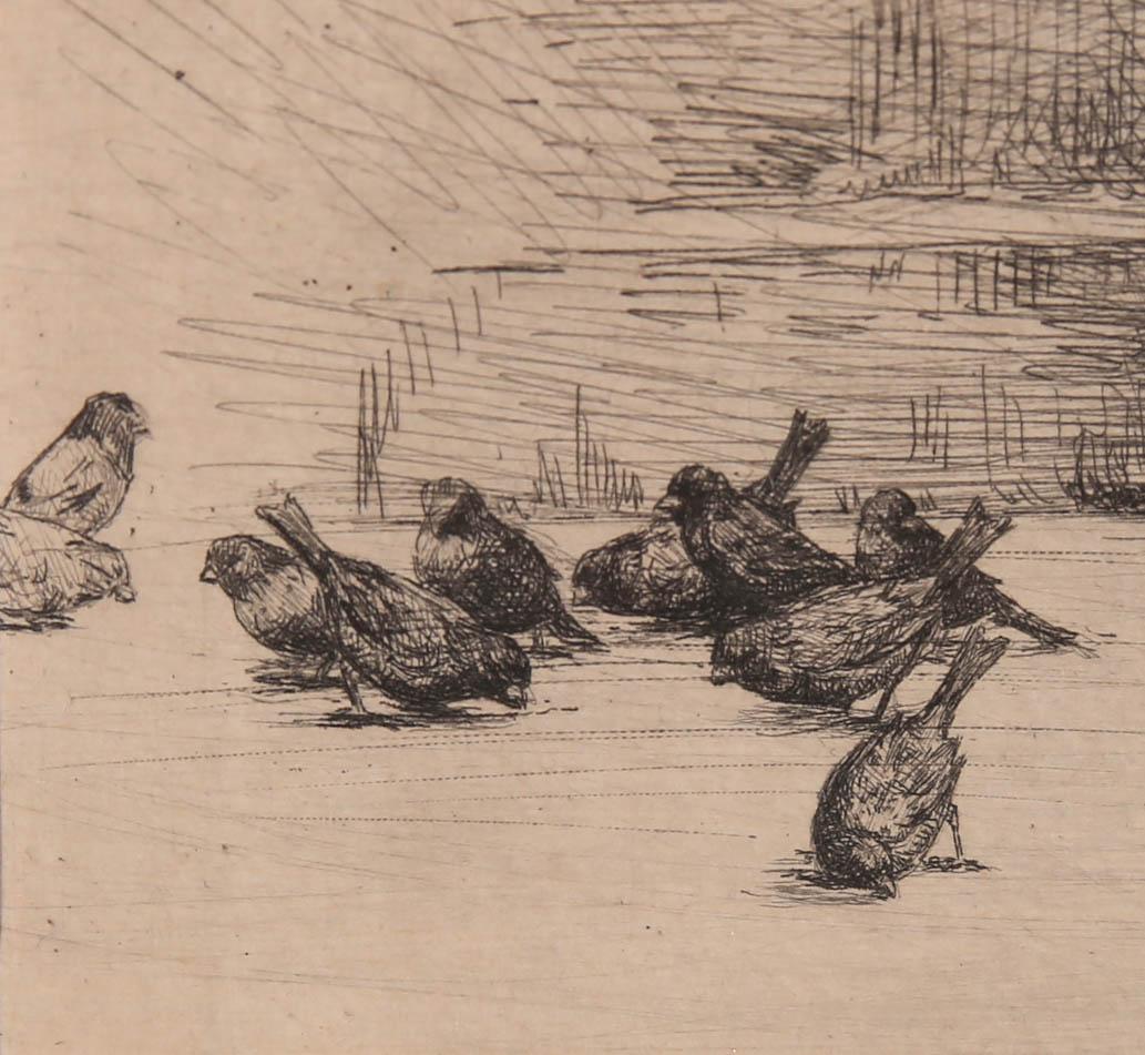 Carl Heinrich Bloch (1834-1890) - Framed 1889 Etching, Old Woman Feeding Birds 4