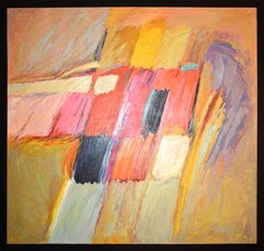 Retro Modern Abstract Oil on Canvas Painting by Carl Heldt, "HOPSCOTCH"