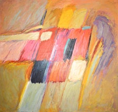 Pittura astratta moderna olio su tela di Carl Heldt, "HOPSCOTCH"