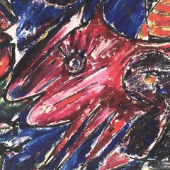 Carl-Henning Pedersen Cobra Painting, Title, "Rød Vinge Hest" "Red Wing Horse"