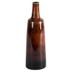 Carl-Henry Stalhane, Bottle-shaped Vase with Brown/yellow Glaze, Sweden, 1960s