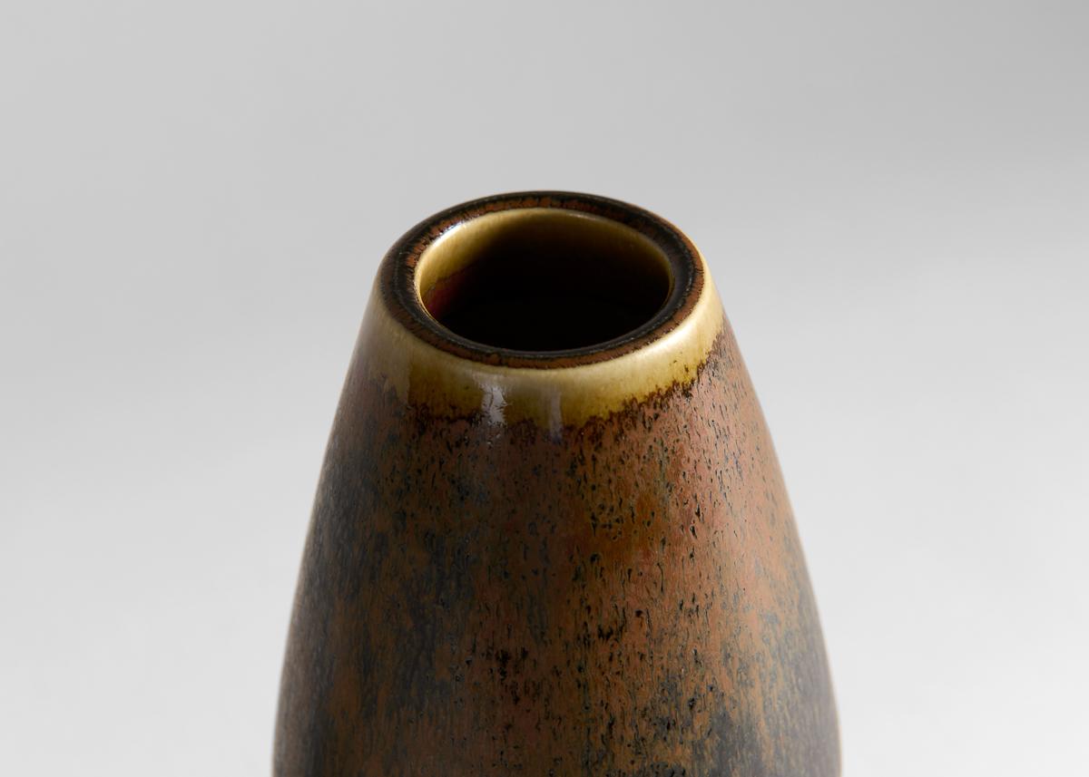 Scandinavo moderno Carl-Henry Stalhane, Vaso smaltato marrone, Svezia, anni '60 in vendita