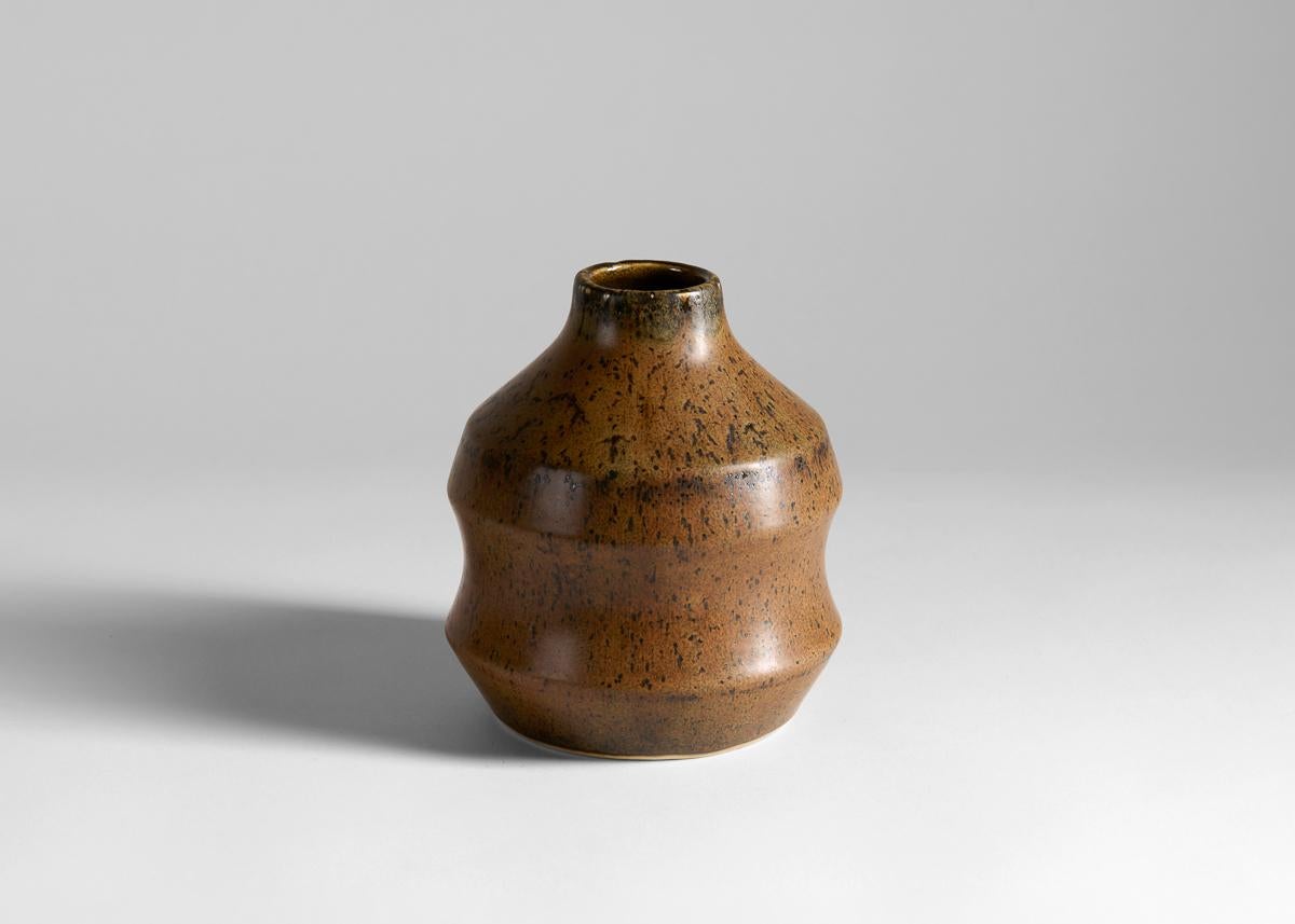 Smaltato Carl-Henry Stalhane, Vaso smaltato marrone, Svezia, anni '60 in vendita