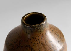 Carl-Henry Stalhane, Brown Glazed Vase with Indent, Sweden, 1960s