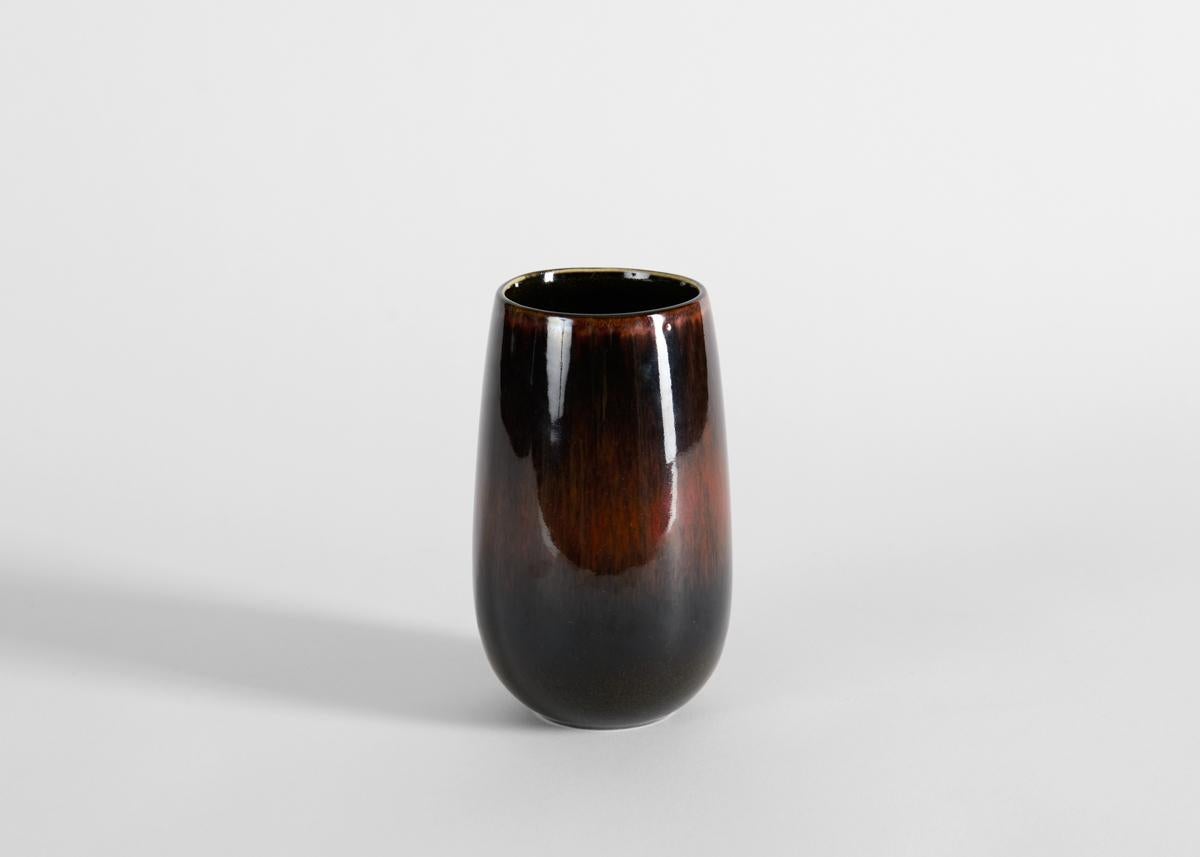 Carl-Henry Stalhane, Vaso smaltato marrone intenso, Svezia, anni '60