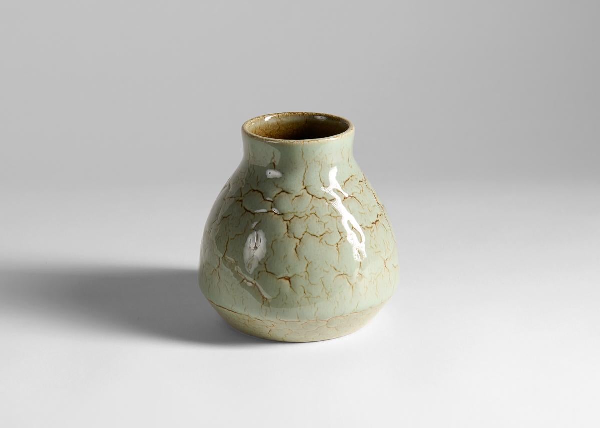 Smaltato Carl-Henry Stalhane, Vaso smaltato verde, Svezia, anni '60 in vendita