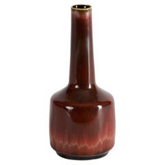 Carl-Henry Stalhane, Long-necked Mustard-colored Glazed Vase, Sweden, 1960s
