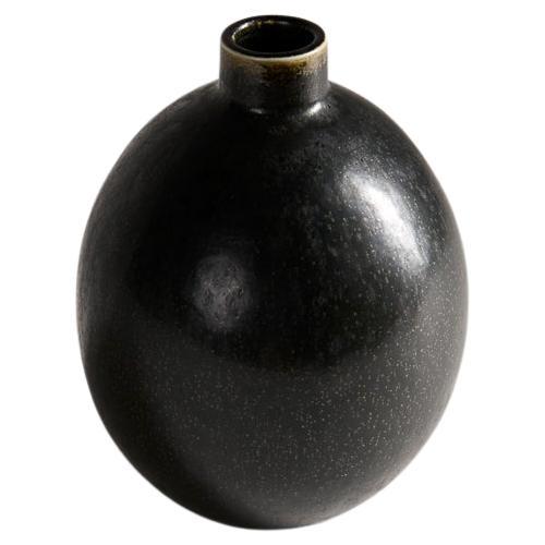 Carl-Henry Stalhane, Vaso rotondo smaltato nero, Svezia, anni '60