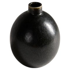 Carl-Henry Stalhane, Round Black Glazed Vase, Sweden, 1960s