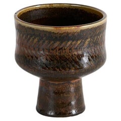 Carl-Henry Stalhane-Vase mit Stiel und erdfarbener glasierter Glasur, Schweden, 1960er Jahre