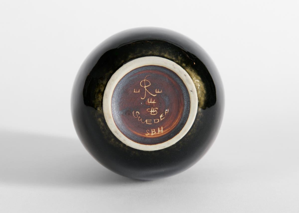 Suédois Carl-Henry Stalhane, Vase en forme de goutte à l'émail brun jaune, Suède, années 1960 en vente