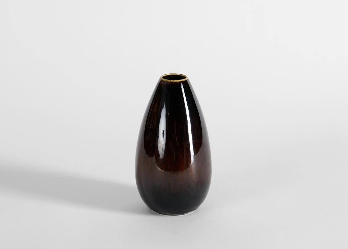 Smaltato Carl-Henry Stalhane, Vaso a goccia con smalto marrone, Svezia, anni '60 in vendita