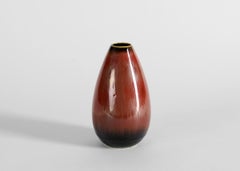 Carl-Henry Stalhane, Teardrop-shaped Vase with Mustard Glaze, Sweden, 1960s