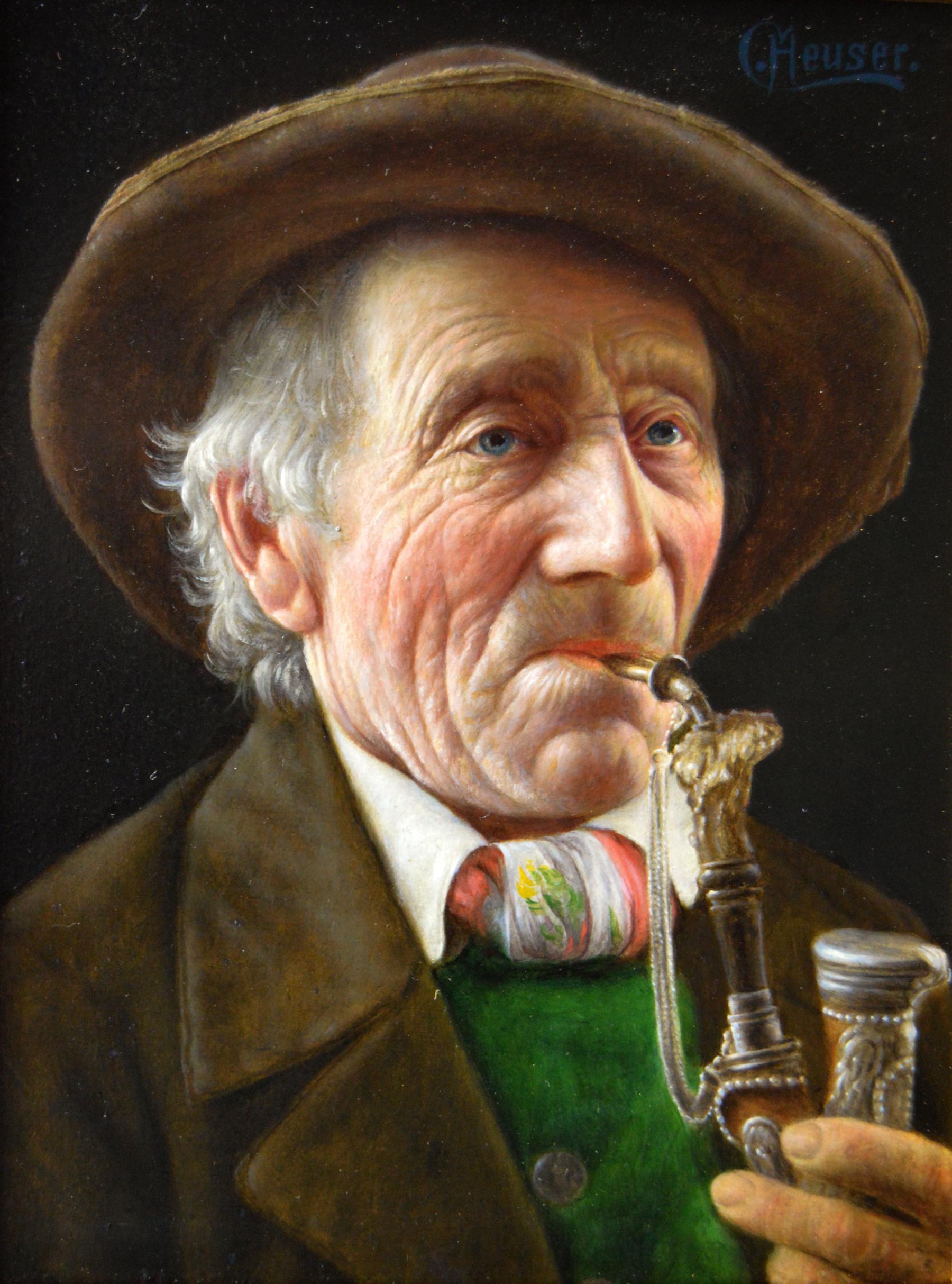 19th Century oil painting portrait of a Tyrolean gentlemen - Painting by Carl Heuser