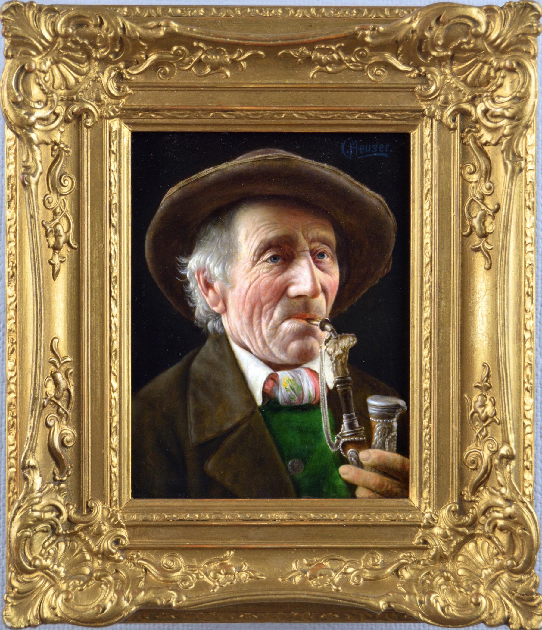 Carl Heuser Portrait Painting - 19th Century oil painting portrait of a Tyrolean gentlemen