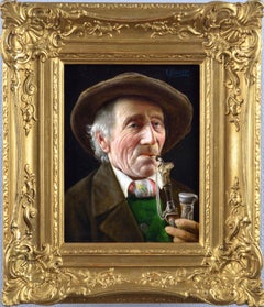 Antique 19th Century oil painting portrait of a Tyrolean gentlemen