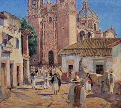 Feista, Taxco, Circa 1930s Original Oil Painting, Mexico