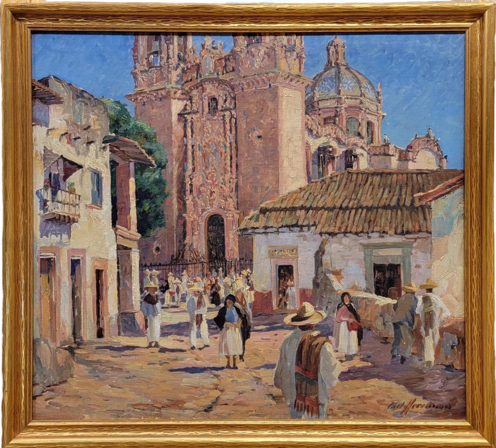 Carl Hoerman Landscape Painting - Feista, Taxco, Circa 1930s Original Oil Painting, Mexico