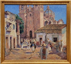 Vintage Feista, Taxco, Circa 1930s Original Oil Painting, Mexico