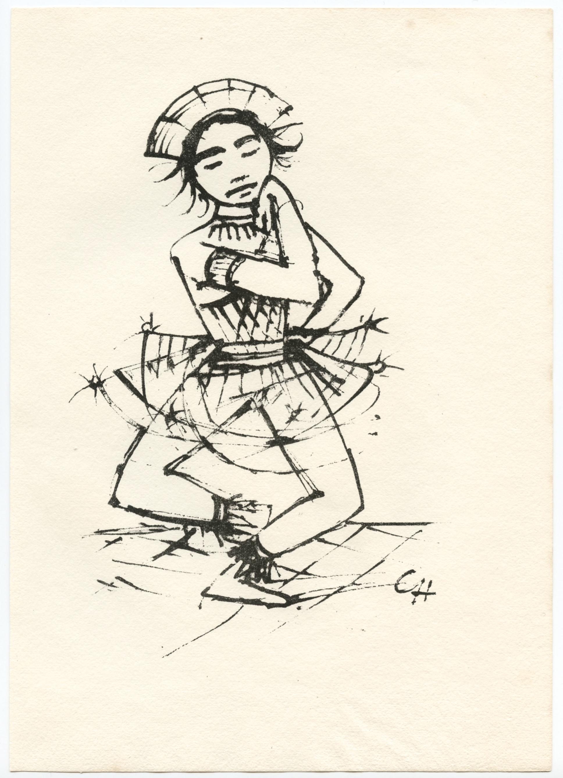 "Javanische Tanzerin" (litografia originale) - Print di Carl Hofer