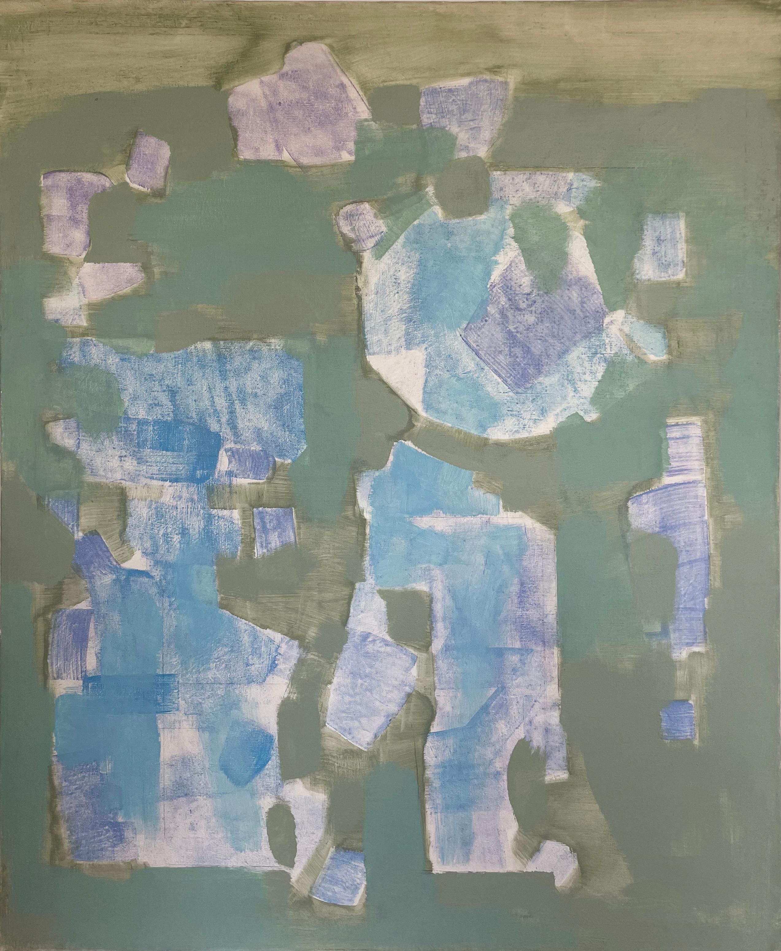 Blu e verde d'estate astratto - Painting di Carl Holty