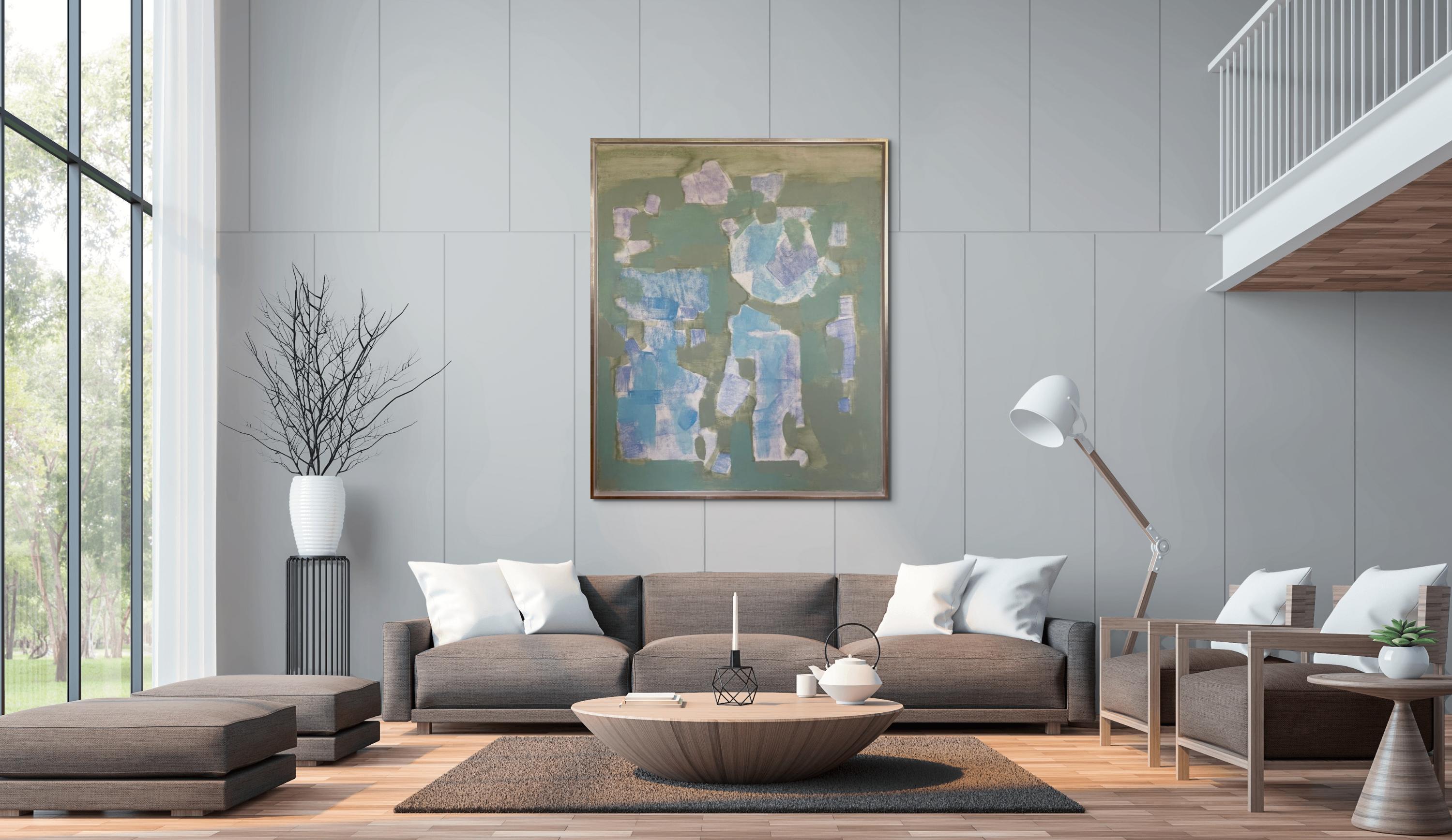 Blu e verde d'estate astratto - Painting Astratto di Carl Holty