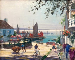 Peinture à l'huile de Rockport, Massachusetts, paysage champêtre d'été en bord de mer