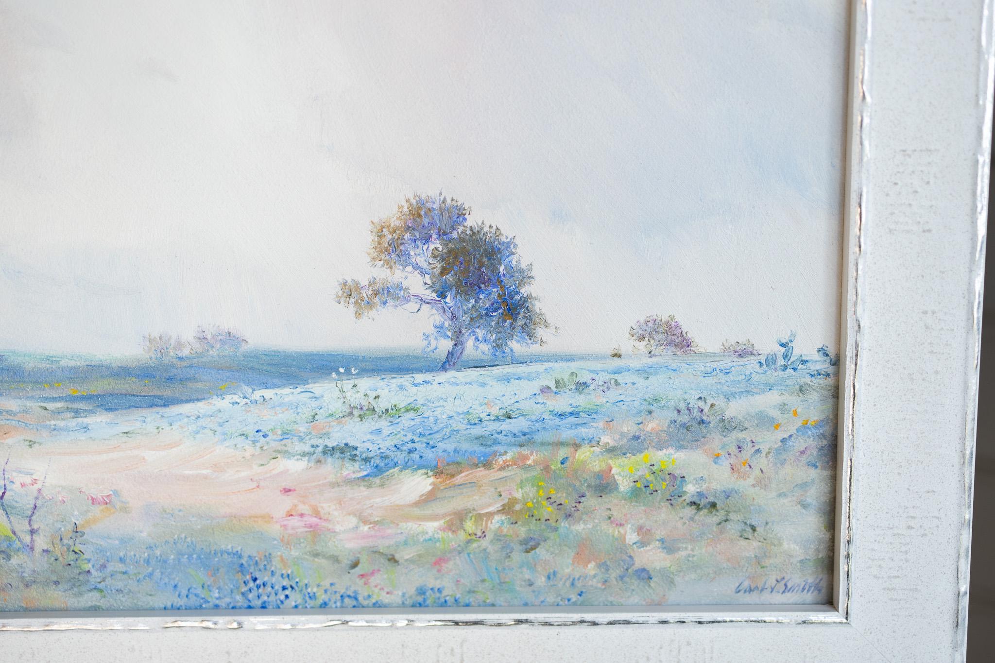 Paisaje Texas Bluebonnet - Landscape Painting Gris de Carl J. Smith