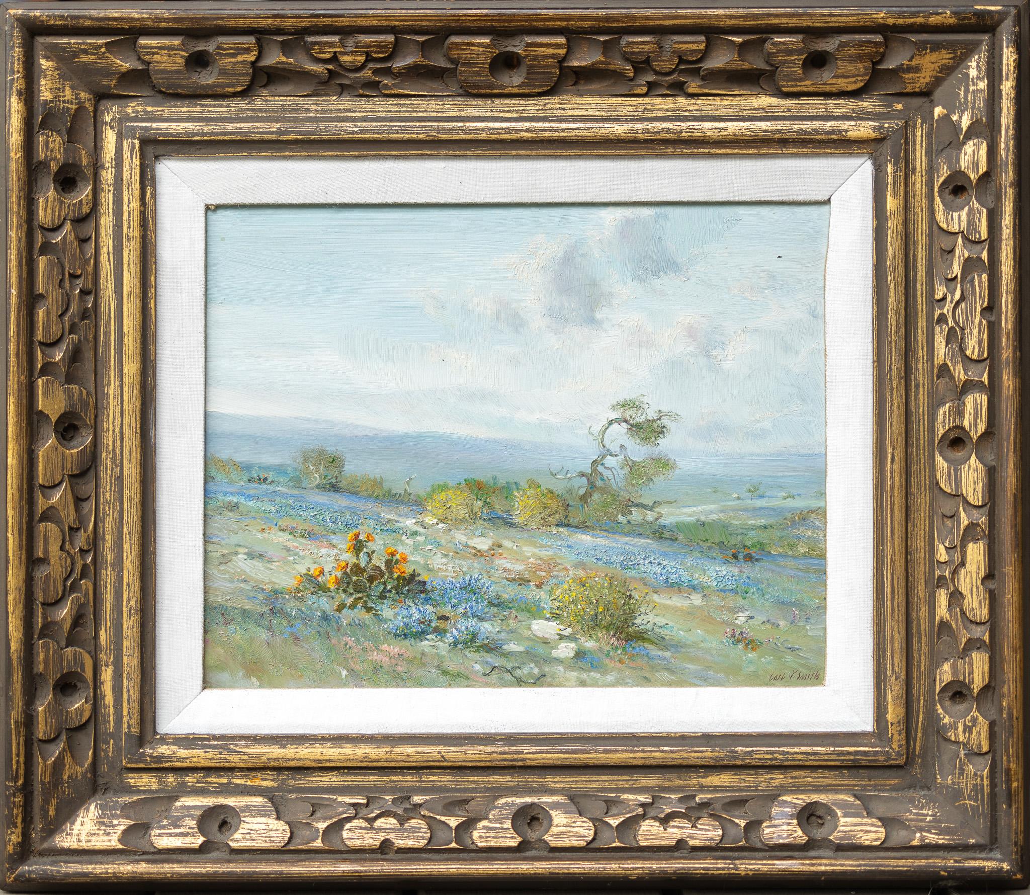 Texas Hill Country-Szene mit Bluebonnets aus Texas – Painting von Carl J. Smith