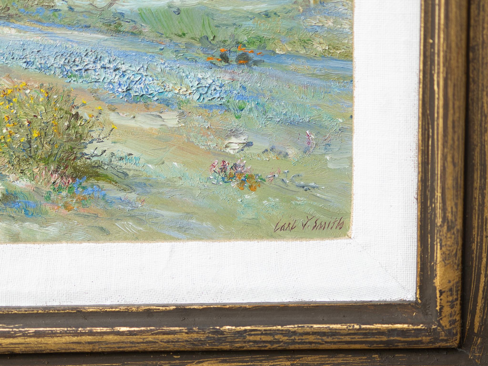 Texas Hill Country-Szene mit Bluebonnets aus Texas (Zeitgenössisch), Painting, von Carl J. Smith