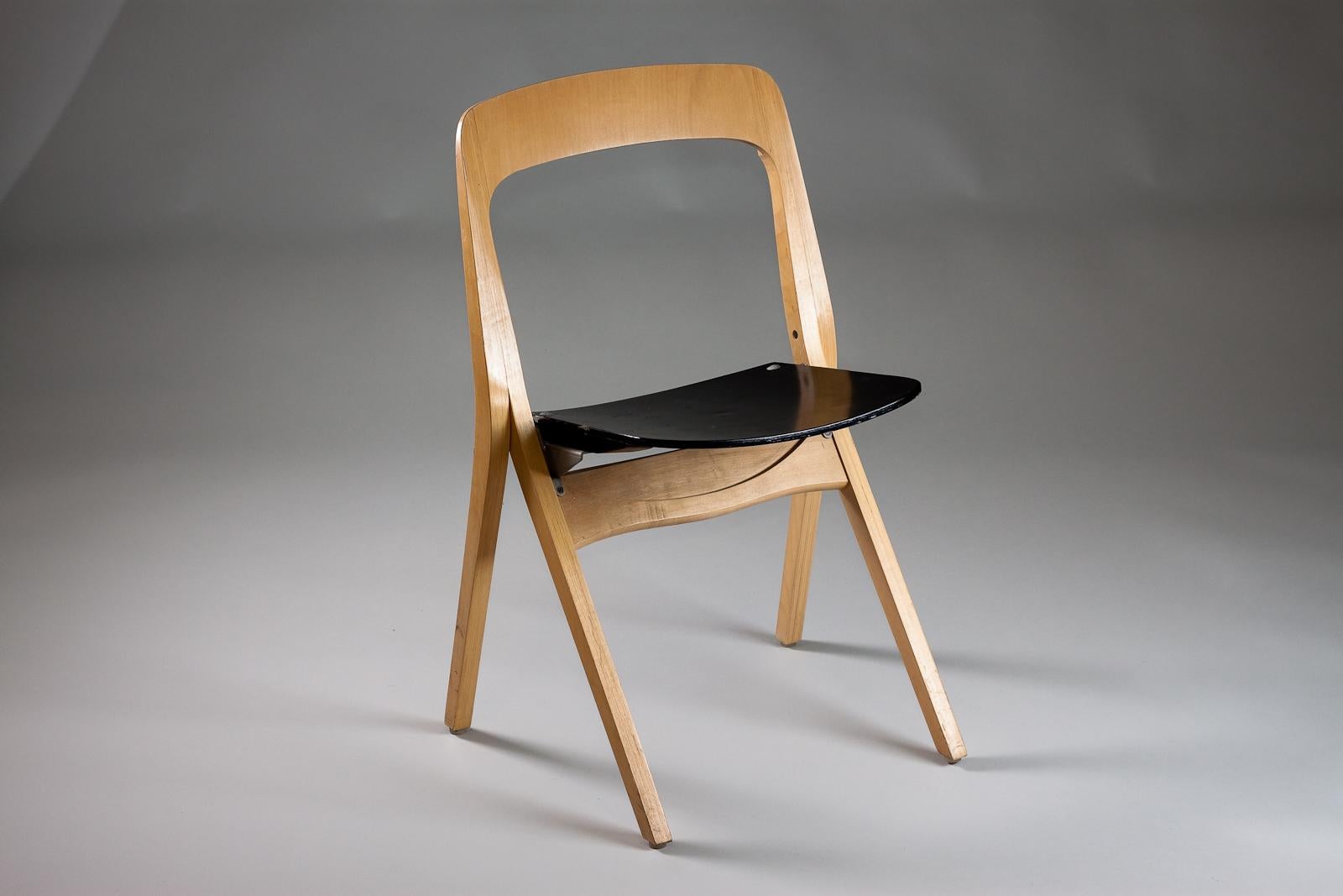 Carl-Johan Boman, 1960's folding chairs (4 sets of 4 pcs), Schaumann, FInland In Good Condition For Sale In Turku, Varsinais-Suomi