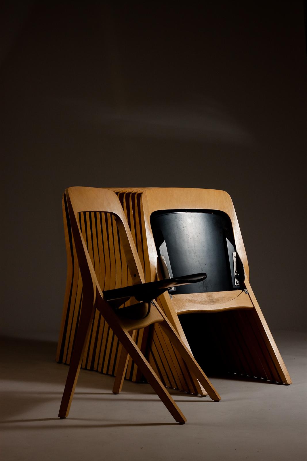 Birch Carl-Johan Boman, 1960's folding chairs (4 sets of 4 pcs), Schaumann, FInland For Sale