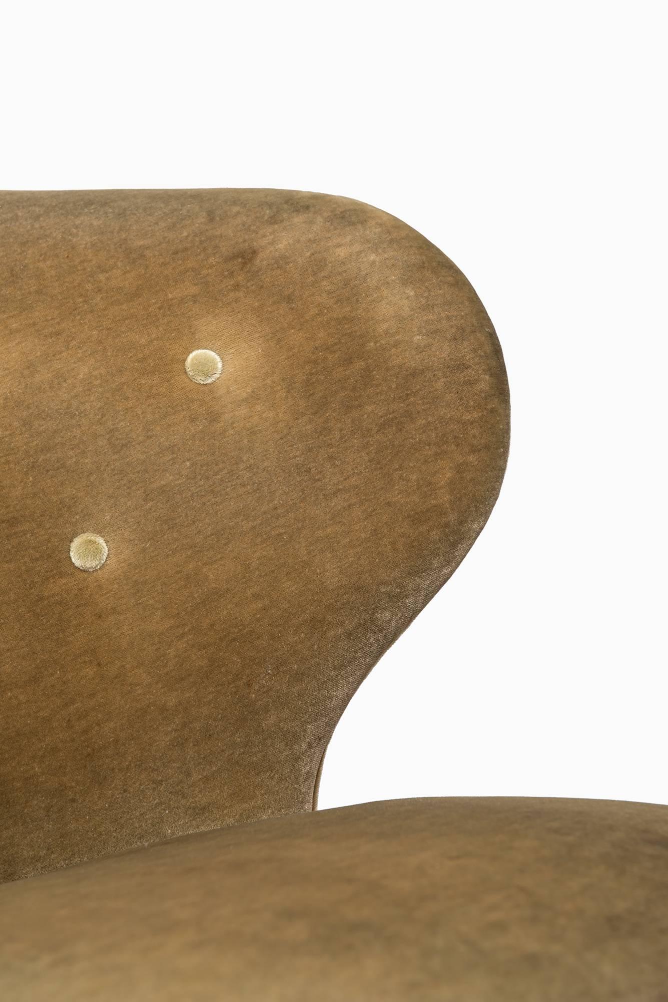 Scandinavian Modern Carl-Johan Boman Easy Chairs in Mohair Velvet Fabric