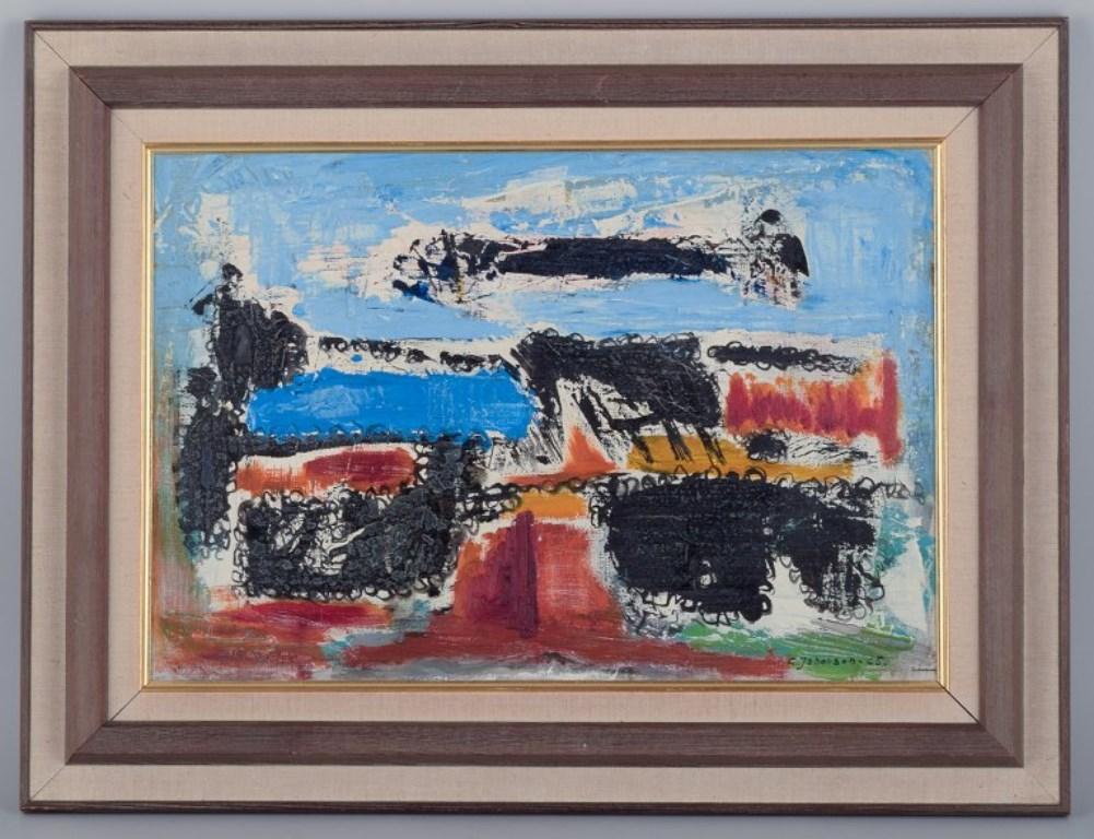 Carl Johanson (1906-1993), Swedish graphic artist and painter.
Oil on canvas. Abstract composition with a colorful palette.
Signed and dated 1965.
In perfect condition.
Represented in the National Museum Stockholm and in several collections.
Image