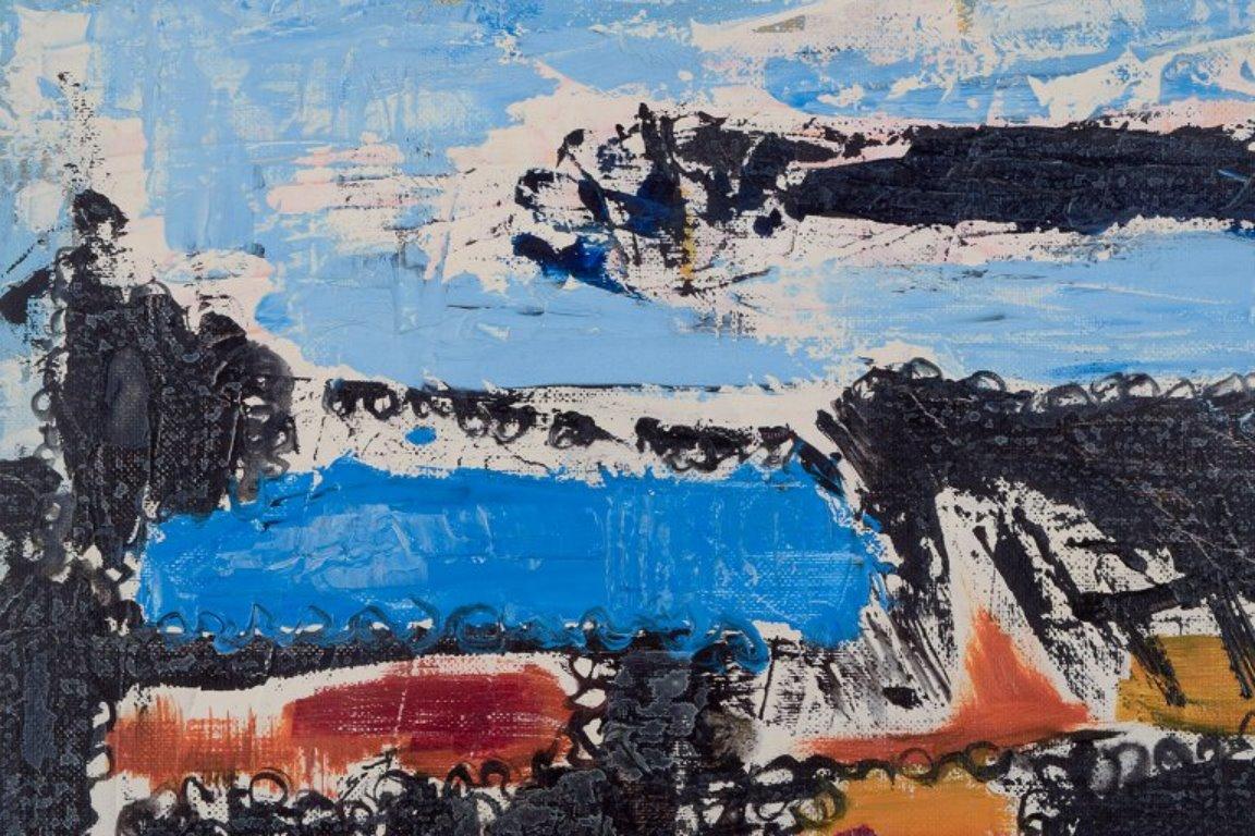 Modern Carl Johanson, Swedish artist. Oil/canvas. Abstract composition For Sale