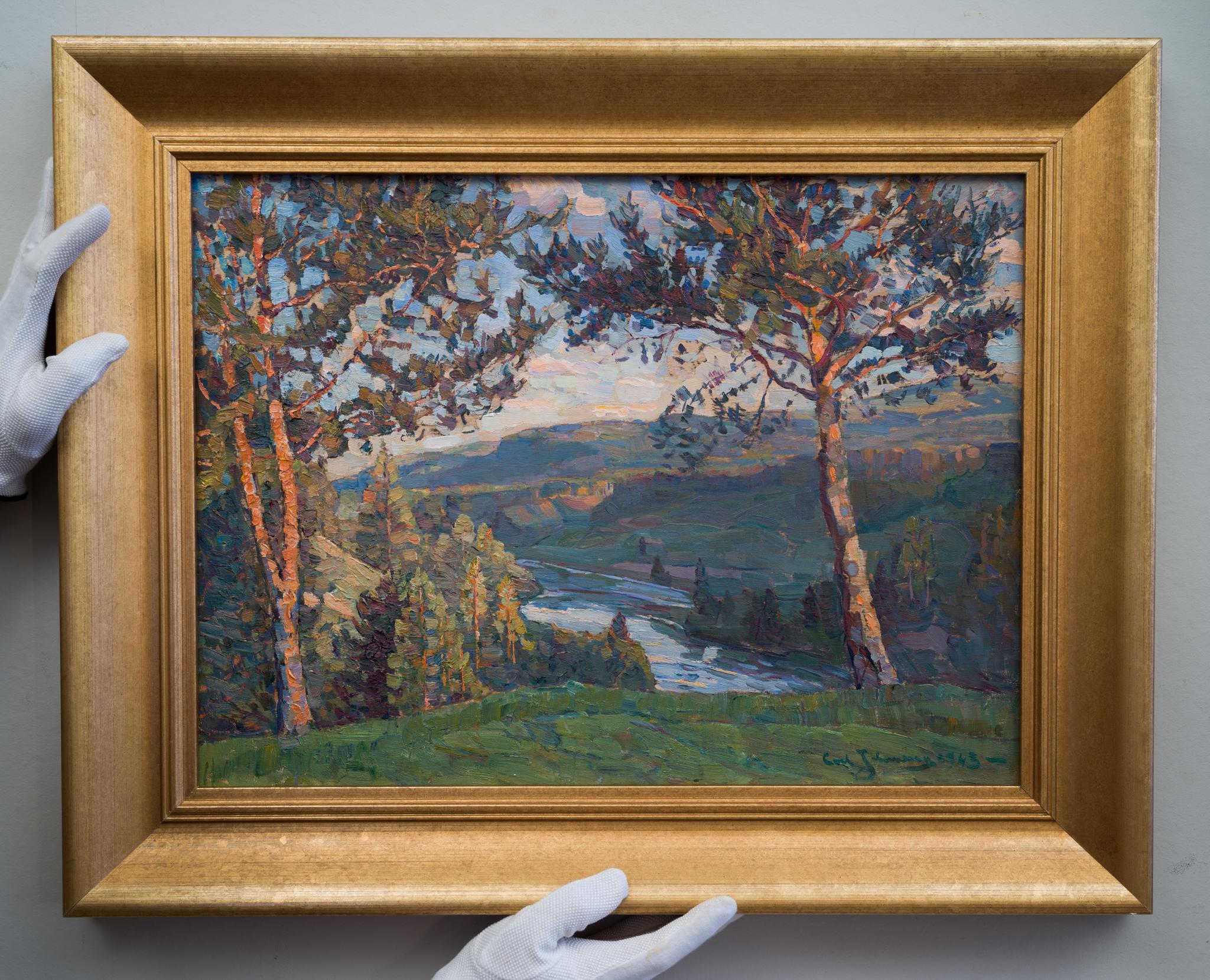 A Tranquil Landscape View, 1943 von „Ultramarine Johansson“ – Painting von Carl Johansson 